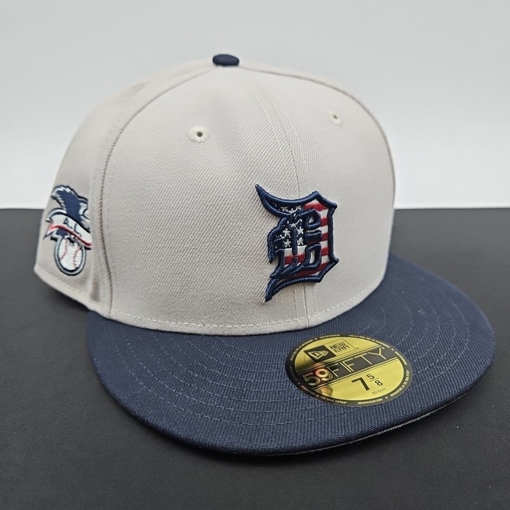 New Era 59Fifty Detroit Tigers AL Patch July 4th Hat Cap Size 7 5/8 Fitted New